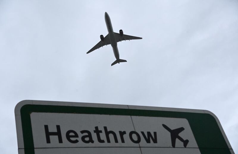 FILE PHOTO: An aircraft takes off at Heathrow Airport amid the spread of the coronavirus disease (COVID-19) pandemic in London, Britain, February 4, 2021. REUTERS/Toby Melville/File Photo