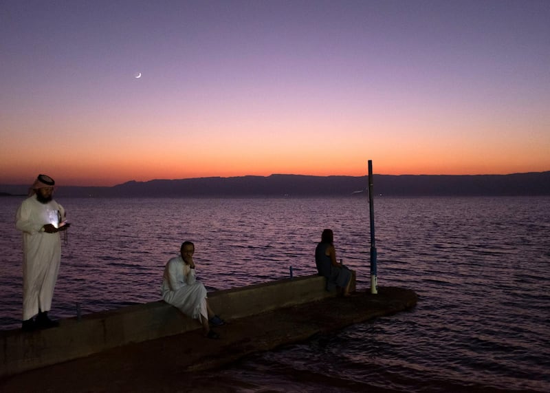 TABUK, KINGDOM OF SAUDI ARABIA. 30 SEPTEMBER 2019. 
Sunset in Haql, Tabuk. Haql is home to many chalets, coral reefs, and marine habitats that are found along the city’s beaches. 
(Photo: Reem Mohammed/The National)

Reporter:
Section: