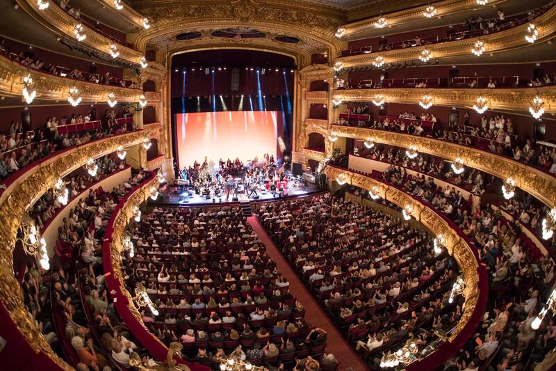BARCELONA, SPAIN - OCTOBER 17:  'Petitet Y Su Rumba Sinfonica' perform in concert at Gran Teatre del Liceu on October 17, 2017 in Barcelona, Spain. (Photo by Xavi Torrent/Redferns/Getty Images)