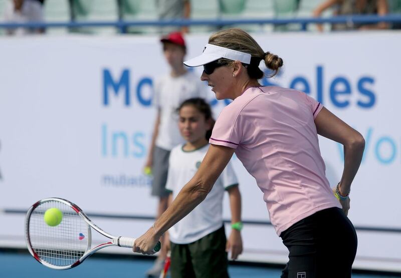 Tennis legend Monica Seles was a smash hit when she met children as part of Mubadala’s Inspirational Women 2014 event. Sammy Dallal / The National 