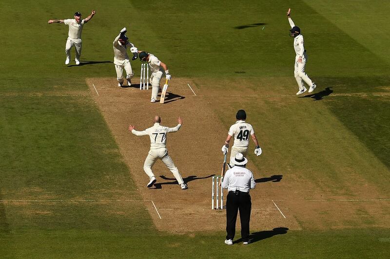 Australia batsman Marnus Labuschagne is stumped by Jonny Bairstow off the bowling of Jack Leach. AFP