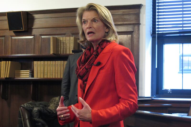 US Senator Lisa Murkowski, a Republican representing Alaska, votes to confirm Ms Brown Jackson to the Supreme Court.  AP