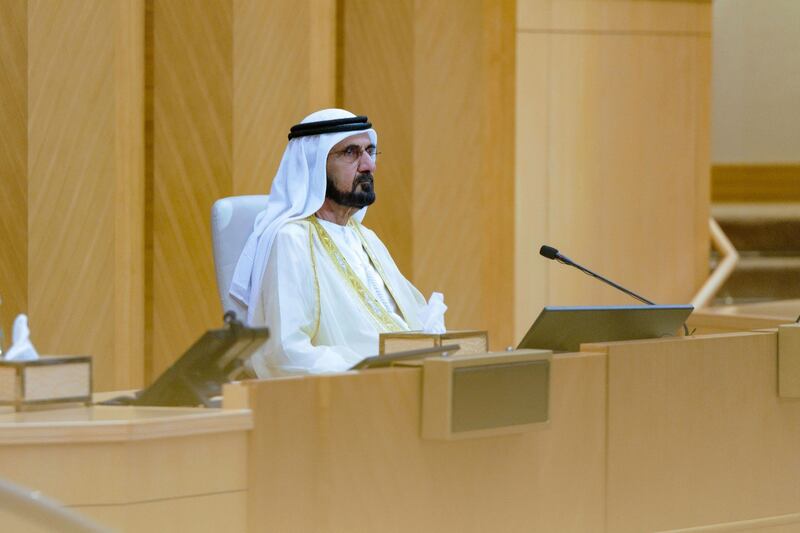 Sheikh Mohammed addresses the FNC session.