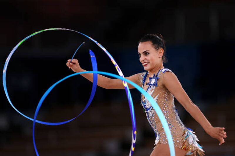 Linoy Ashram of Israel won gold in the Women's rhythmic individual all-around gymnastics.
