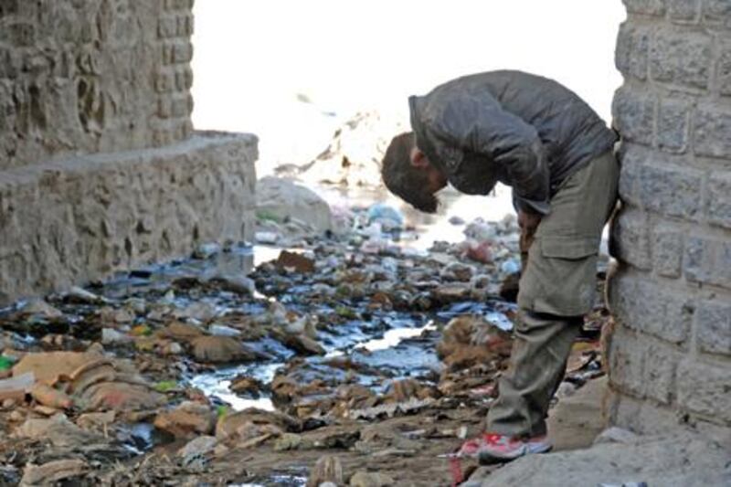 A drug user in Kabul injects heroin into his inner thigh. Roughly eight per cent of Afghanistan’s adult population uses drugs.