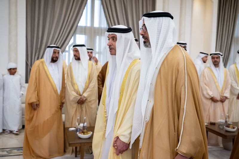 Sheikh Hazza bin Zayed, Deputy Ruler of Abu Dhabi, and Sheikh Khaled bin Mohamed. 