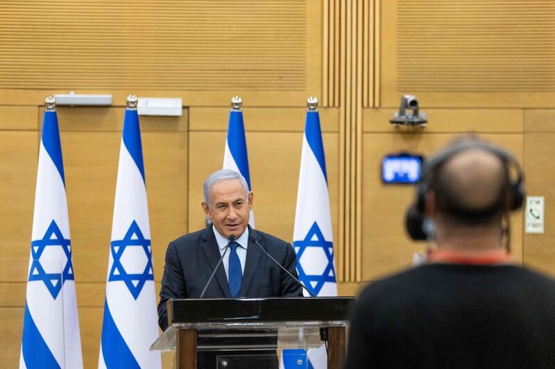 Israeli Prime Minister Benjamin Netanyahu delivers a statement in the Knesset, the Israeli Parliament, in Jerusalem. Reuters