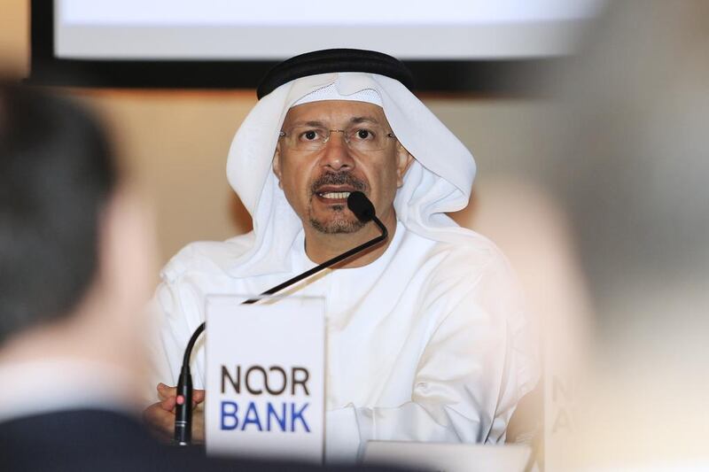 Hussain Al Qemzi, the group chief executive of Noor Investment Group and chief executive of Noor Bank, said they have been diversifying across trade, consumer banking and treasury business. Sarah Dea / The National
