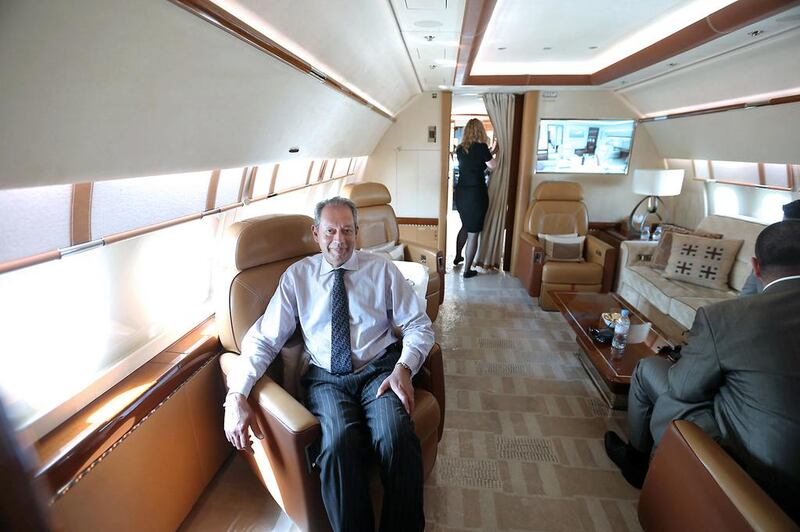 David Velupillai is the marketing director for Airbus Corporate Jets. Mr Velupillai is in the spacious cabin of the Airbus 319, which is on display at the Abu Dhabi Air Expo at Al Bateen Executive Airport. Delores Johnson / The National