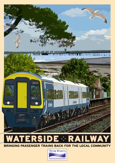 A poster for the Waterside Railway. Courtesy Three Rivers Community Rail Partnership
