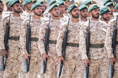 National Service military personnel participate in a parade to mark the 40th anniversary of the UAE Armed Forces unification. Mohamed Al Suwaidi / Crown Prince Court - Abu Dhabi