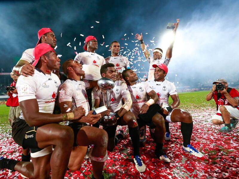 Fiji will return to Dubai to defend their Emirates Airline Dubai Rugby Sevens title. Victor Besa for The National
