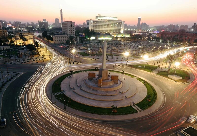 A general view shows Tahrir Square, after its renovation, following the outbreak of the coronavirus disease (COVID-19), in Cairo, Egypt July 13, 2020. Picture taken July 13, 2020. Picture taken with long exposure. REUTERS/Mohamed Abd El Ghany