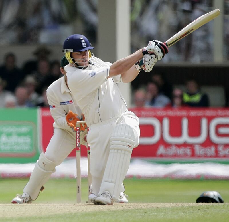 BIRMINGHAM, UNITED KINGDOM - AUGUST 06:  Andrew Flintoff of England in action on his way to a  half century during day three of the second npower Ashes Test match between England and Australia at Edgbaston on August 6, 2005 in Birmingham,England.  (Photo by Clive Mason/Getty Images)