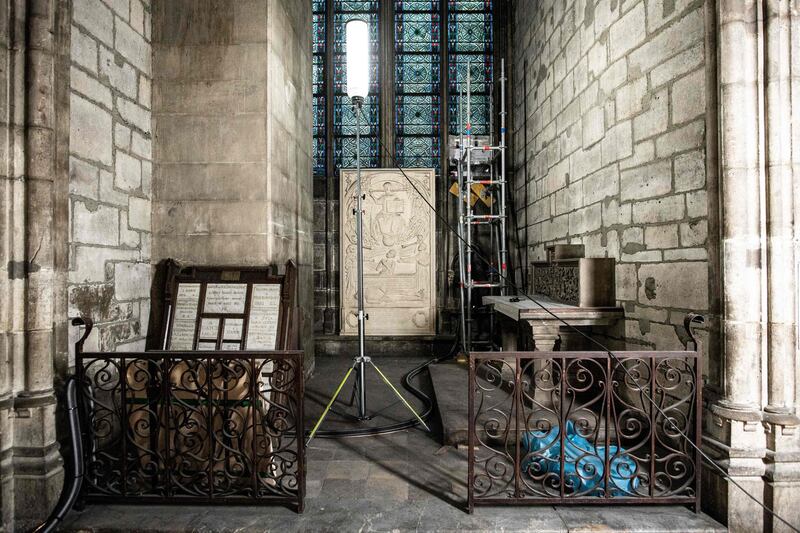 A photograph taken on November 24, 2020 in Paris shows an inside view of Notre-Dame cathedral. AFP