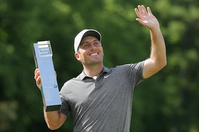 VIRGINIA WATER, ENGLAND - MAY 27:  Francesco Molinari of Italy holds the trophy after winning the BMW PGA Championship at Wentworth on May 27, 2018 in Virginia Water, England.  (Photo by Richard Heathcote/Getty Images)