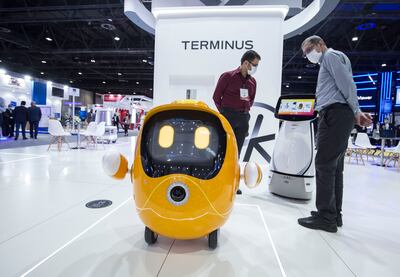 Robots of all kinds feature heavily at this year's Gulf Information Technology Exhibition in Dubai.  Leslie Pableo for The National