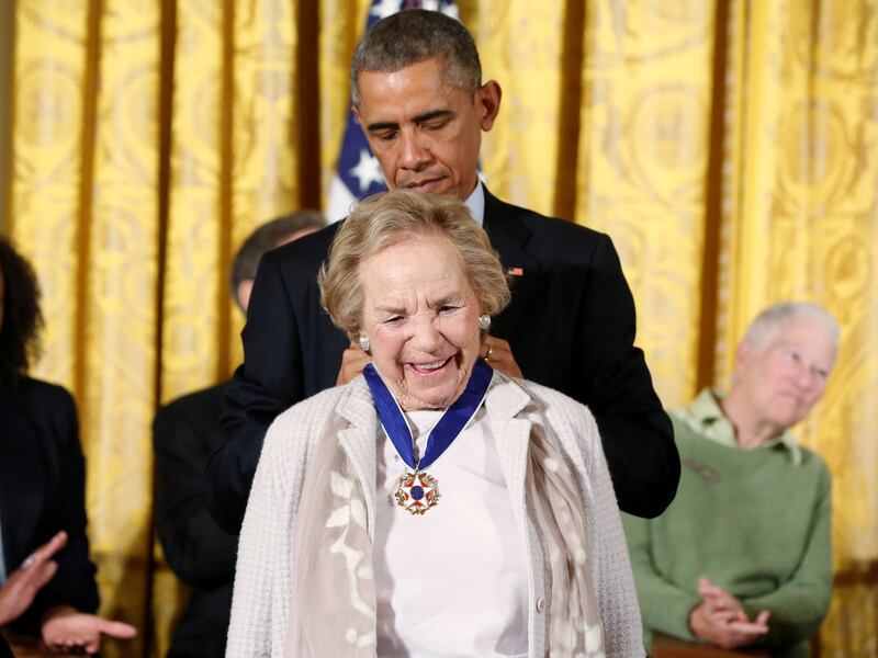 Barack Obama presents the Presidential Medal of Freedom to Ethel Kennedy, widow of Robert F Kennedy, in 2014. Reuters