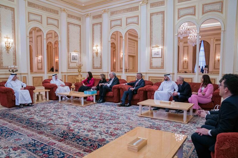 Sheikh Dr Sultan bin Muhammad Al Qasimi, Ruler of Sharjah, met with a delegation from Beeah Group, Mass General Brigham Hospitals Network and Dana-Farber Cancer Institute.