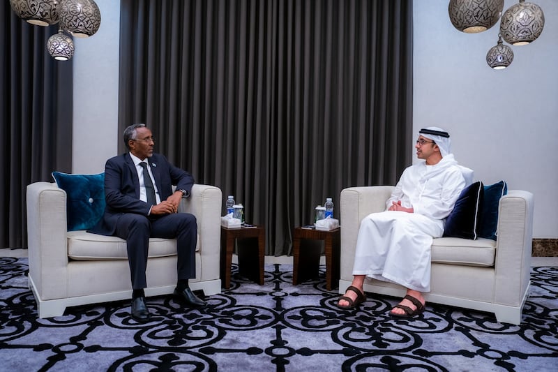 Sheikh Abdullah bin Zayed, Minister of Foreign Affairs and International Co-operation, has met Abshir Omar Jama, Minister of Foreign Affairs and International Co-operation of the Federal Republic of Somalia. All photos: Wam