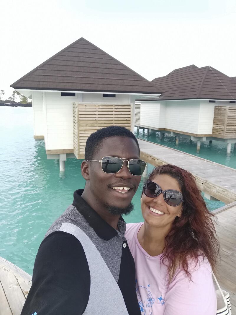 Heba and Olufemi travelled to the Maldives on March 16 - three days before the UAE's borders closed. "In hindsight, I probably should have listened to my parents and not travelled at all in the middle of March,” she said. All photos courtesy Heba Hashem