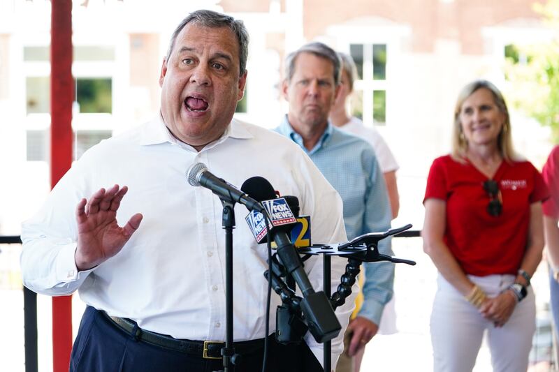 Former New Jersey governor  Chris Christie spoke at a campaign event for Governor Brian Kemp on May 17, 2022 in Canton, Georgia.  Getty / AFP
