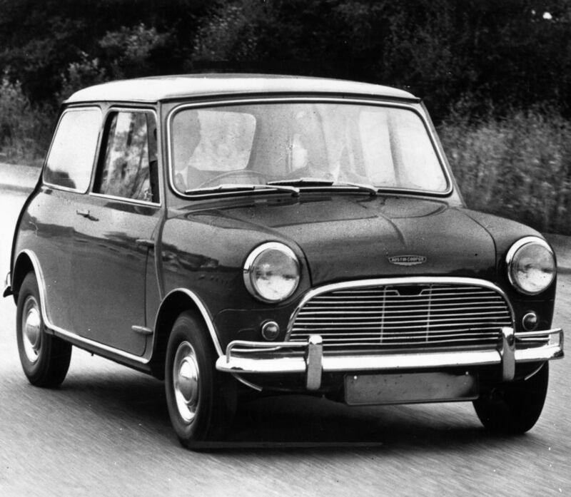 An Austin Morris Mini Cooper on the road in 1963. Getty Images