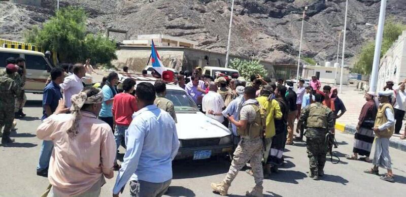 Protesters storm government headquarters in Aden. Ali Mahmood / The National
