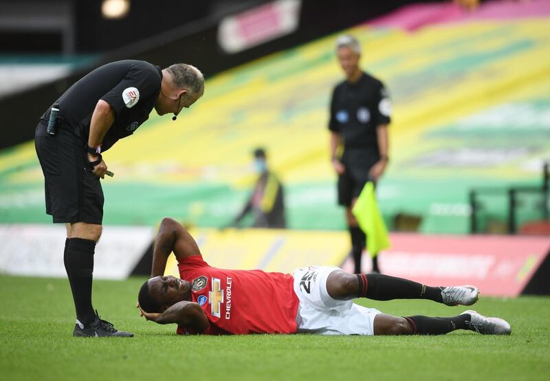 United's Odion Ighalo after picking up a knock. Reuterts