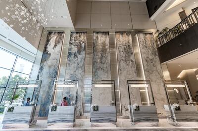 Dubai, United Arab Emirates - July 24, 2018: The lobby. First look at the re-opened Address Downtown Dubai. Tuesday, July 24th, 2018 at The Address Downtown, Dubai. Chris Whiteoak / The National