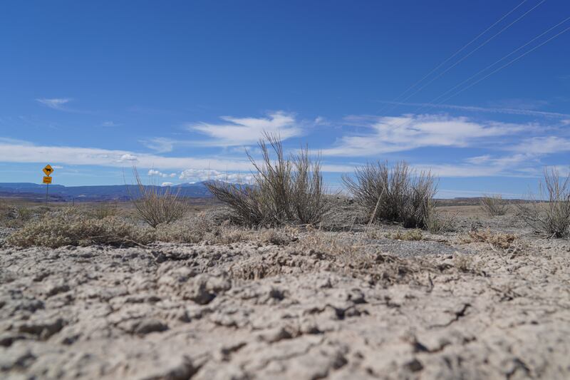 An arid landscape along Route 128 in Utah.