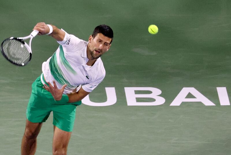 Novak Djokovic serves to Karen Khachanov, during their second round match. AFP