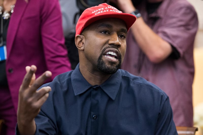 epa08528940 (FILE) - US entertainer Kanye West speaks during a meeting with US President Donald J. Trump in the Oval Office of the White House in Washington, DC, USA, 11 October 2018 (reissued 05 July 2020). West announced on twitter that he was 'running for president of the United States'. The US will hold presidential elections on November 3, 2020.  EPA/MICHAEL REYNOLDS *** Local Caption *** 54693752