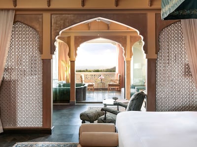 The suites at Raffles Jaipur are inspired by Mughal architectural motifs. Photo: Raffles Jaipur