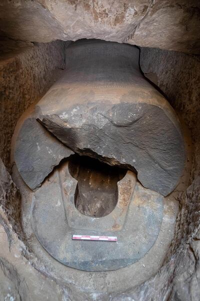 The inner sarcophagus of an ancient Egyptian dignitary, whose tomb was discovered in 2022 by a Czech archaeological mission working in Giza's Abusir necropolis. Photo: Ministry of Tourism & Antiquities