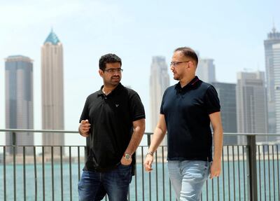 Monish Chandiramani (L) and Jatin Sharma, founders of start-up Yippee in Dubai on April 29th, 2021. Chris Whiteoak / The National. 
Reporter: Alkesh Sharma for Business