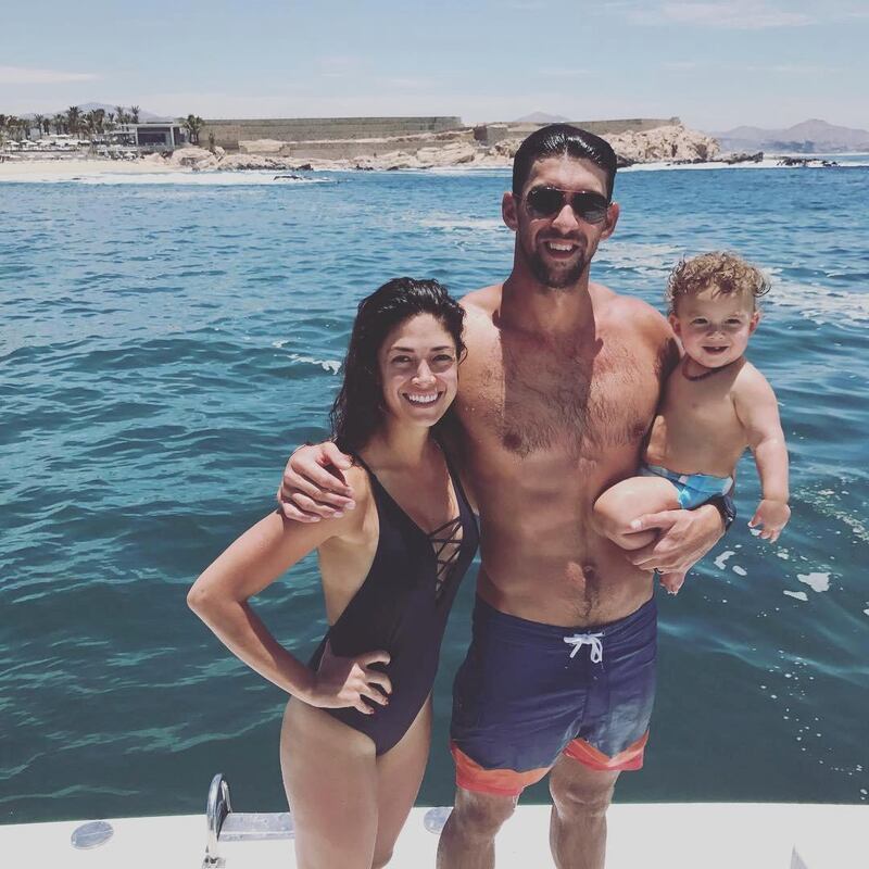 Olympic swimming star Michael Phelps with his wife Nicole and son Boomer. Instagram/ @m_phelps00