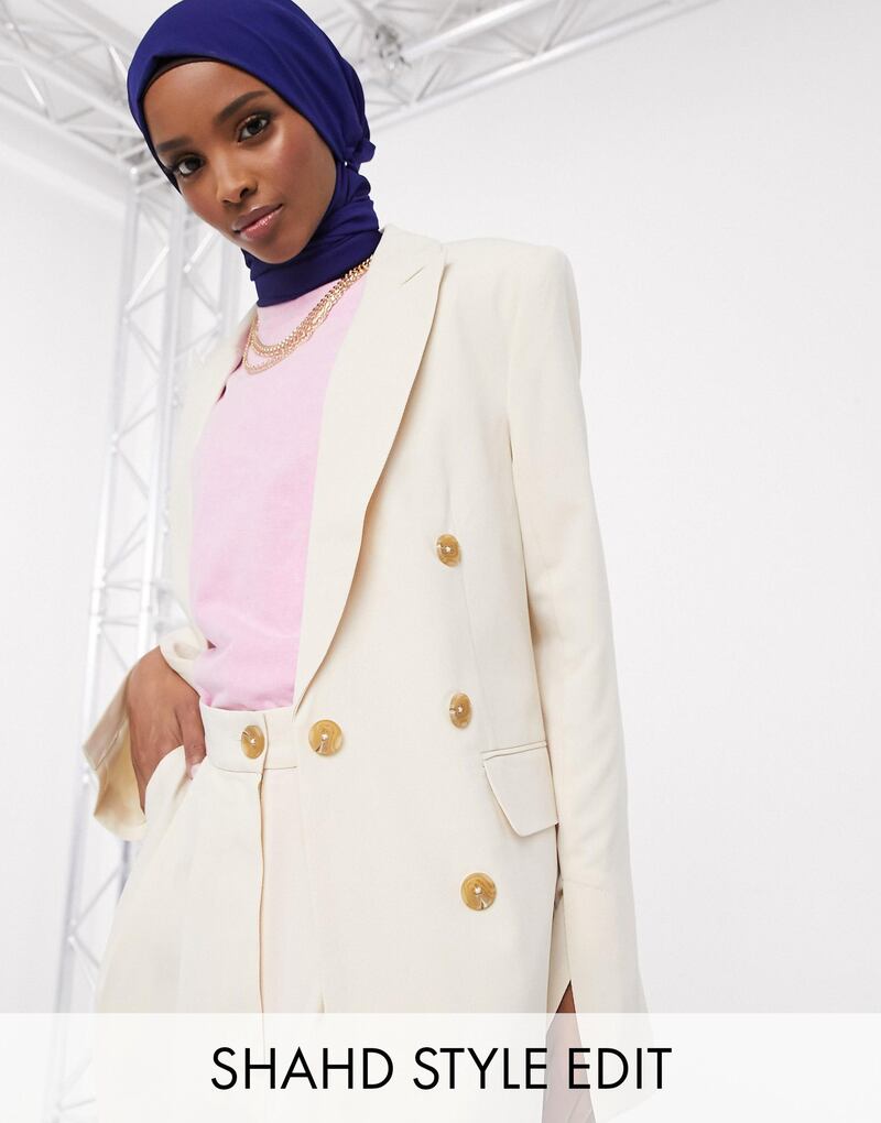 A slick white suit picked by Shahd Batal for Asos