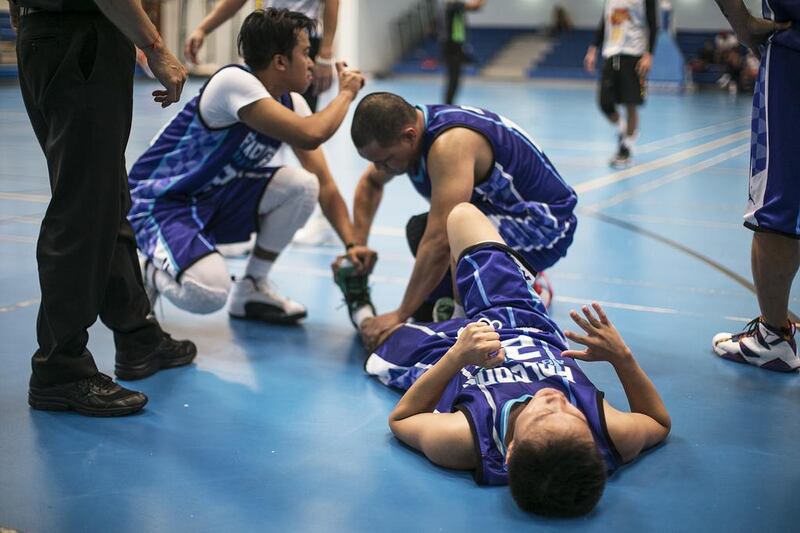 United Goal Sports League: Falcons vs Boxer. The final score was 73-69. Mona Al Marzooqi / The National