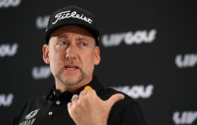 Ian Poulter during a press conference for the LIV Golf Invitational series. EPA