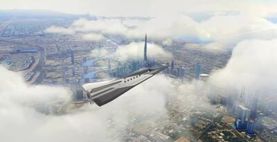 An artist's impression of a hypersonic spaceplane as it reaches Dubai.