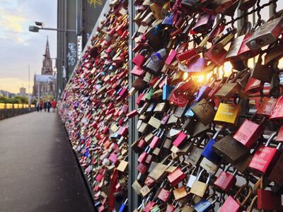 Love locks on the Hohenzollern Bridge. Getty