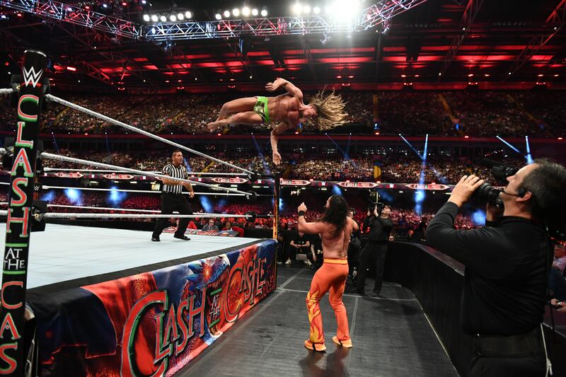 Riddle takes to the air in his match with Seth 'Freakin' Rollins.