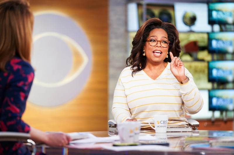 NEW YORK - APRIL 10: Oprah before being interviewed LIVE on CBS This Morning, discussing her new book "The Path Made Clear" with Gayle King, Norah ODonnell, and Anthony Mason. (Photo by Michele Crowe/CBS via Getty Images) 