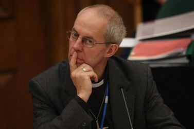 The Archbishop of Canterbury, Justin Welby, at the General Synod at Church House in London. Peter Macdiarmid / Getty Images