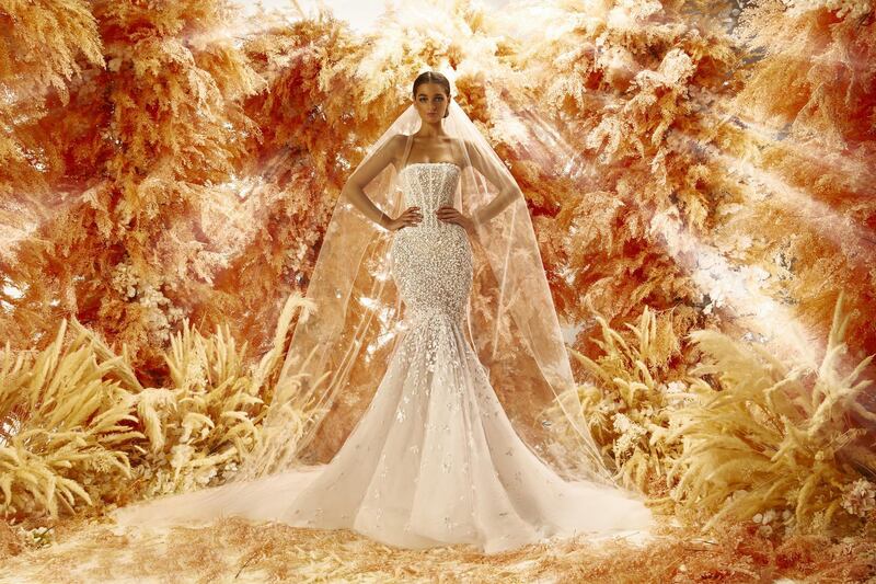A wedding dress from Michael Cinco's autumn / winter 2020 bridal collection.