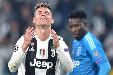 epa07510947 Juventus Cristiano Ronaldo reacts during the UEFA Champions League quarter final, second leg, soccer match between Juventus FC and Ajax Amsterdam in Turin, Italy, 16 April 2019. EPA/ALESSANDRO DI MARCO