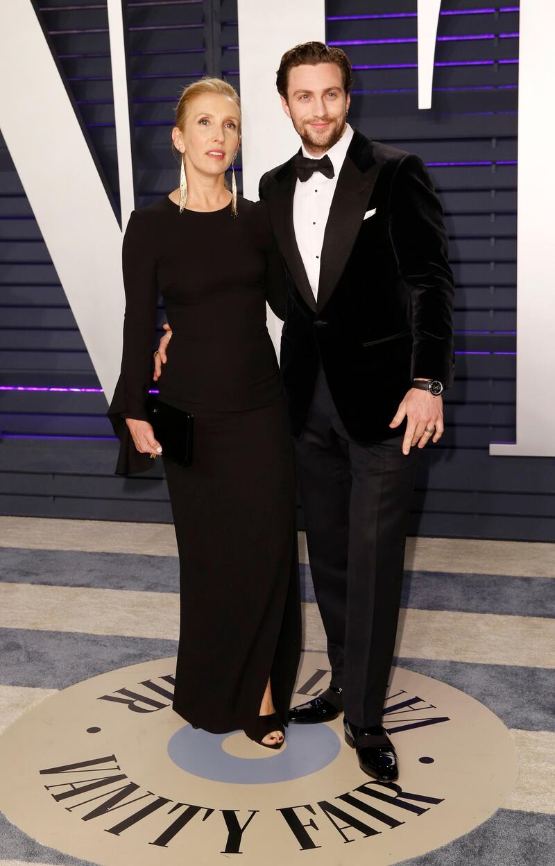Sam and Aaron Taylor-Johnson arrive at the 2019 Vanity Fair Oscar Party. Reuters