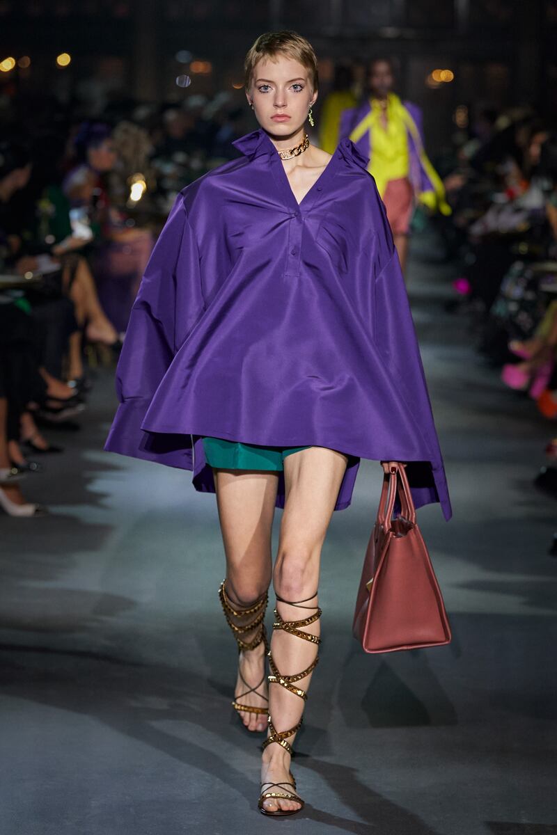 All-in-one shirt, cape and dress at the Valentino spring/summer 2022 show