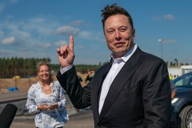 epa08925442 (FILE) - Tesla and SpaceX CEO Elon Musk (R) gives a statement at the construction site of the Tesla Giga Factory in Gruenheide near Berlin, Germany, 03 September 2020 (Reissued 07 January 2021). According to reports on 07 January 2021, Tesla and SpaceX CEO Elon Musk became the world richest person with a net worth of more than 185 billion US dollars, surpassing Jeff Bezos, CEO of Amazon, who is currently worth 184 billion US dollars. EPA/ALEXANDER BECHER *** Local Caption *** 56315718